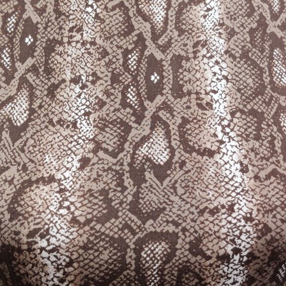 Olivia Rae S Brown Snake Print Mock Neck Top Edgy Y2K Grungecore Tee Fitted Chic - Picture 5 of 7